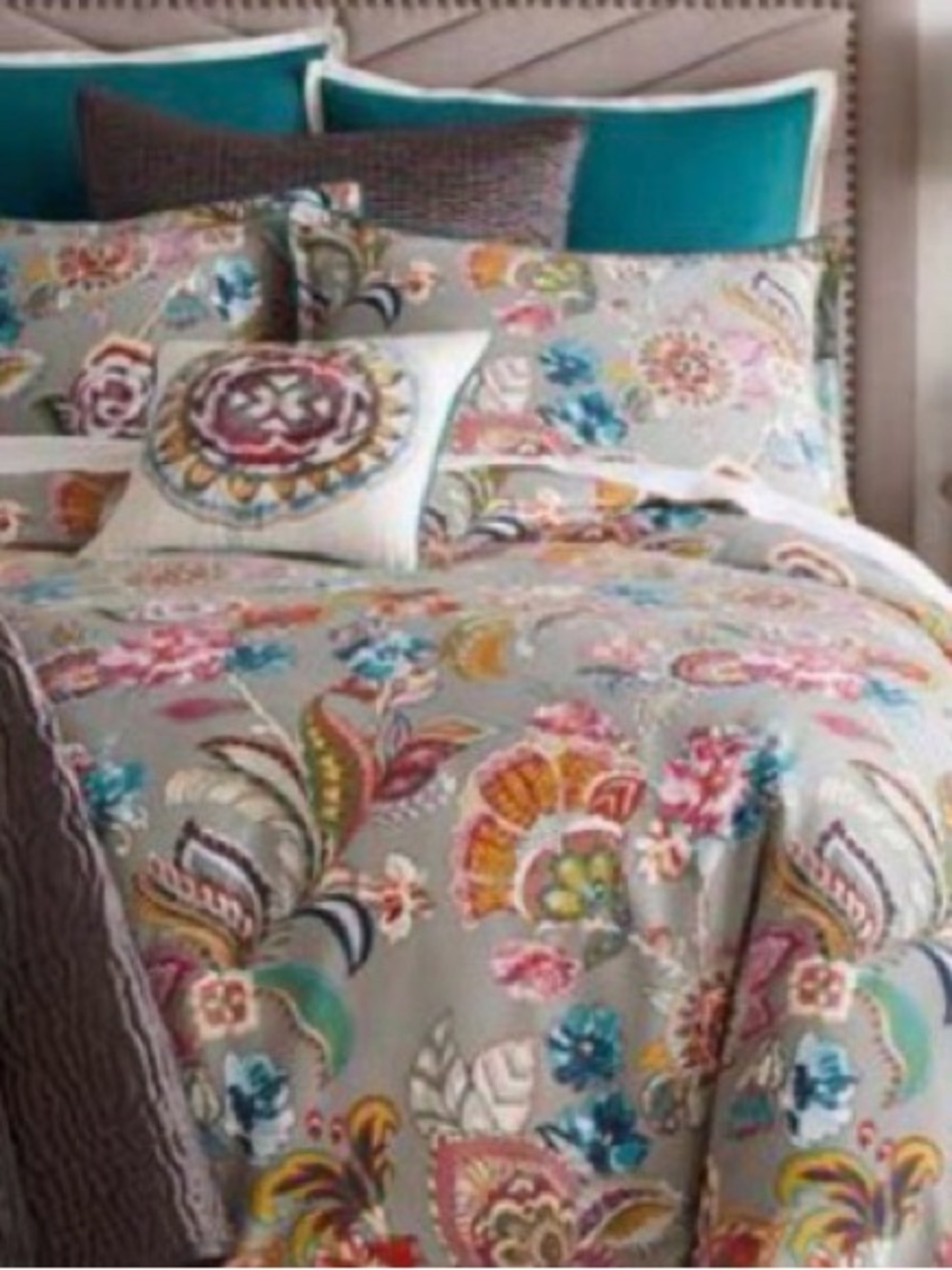 Pier 1 Multicolor Floral Full Size Duvet Cover & 2 Pillow Shams